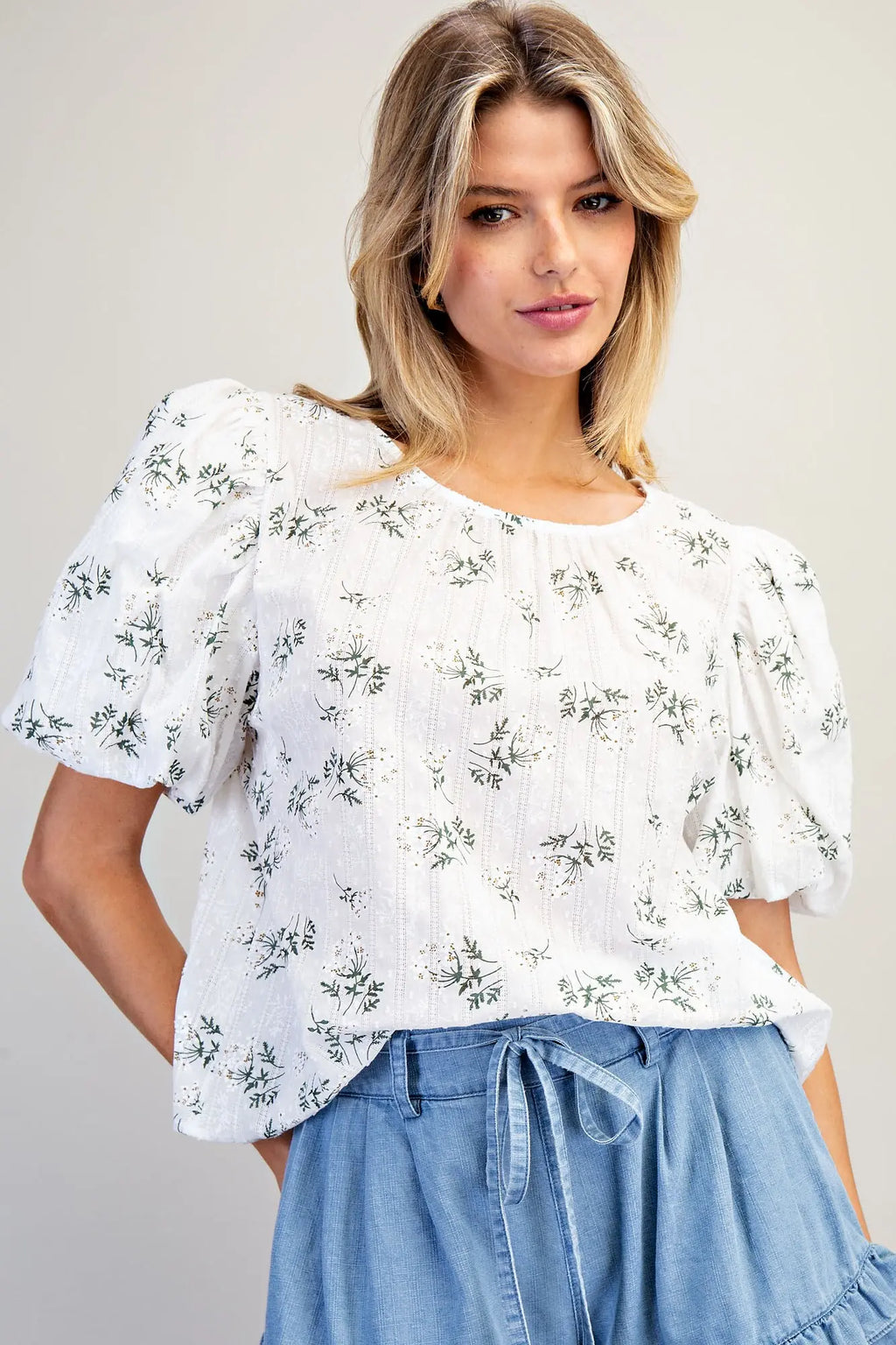 Floral Print Puff Sleeve Blouse