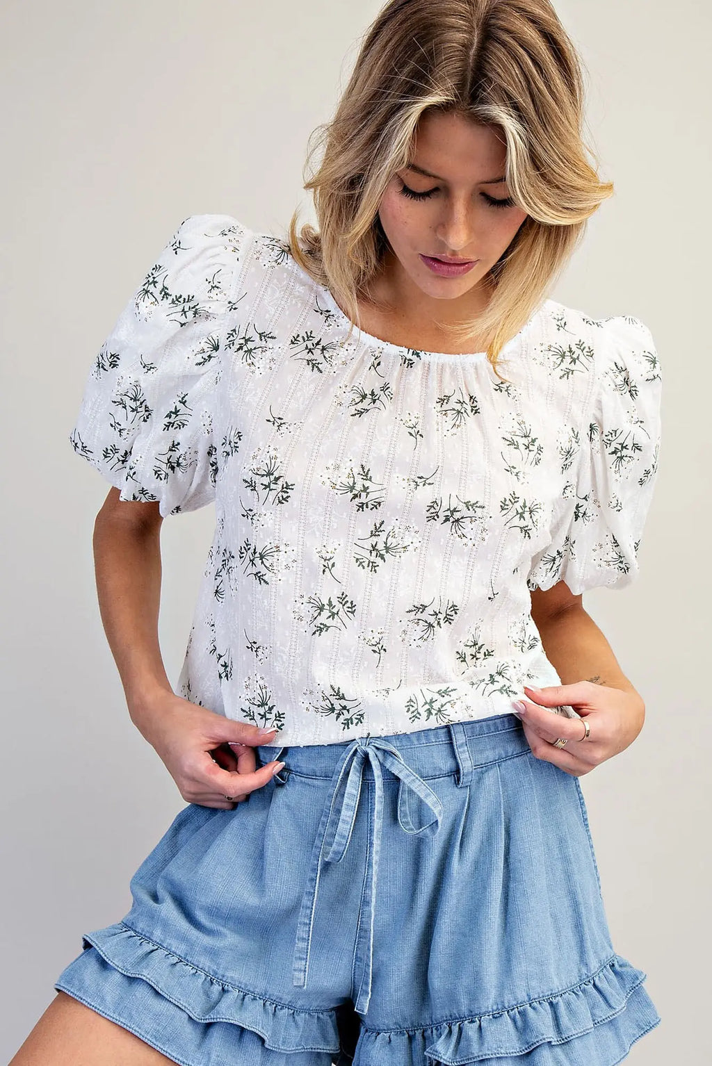 Floral Print Puff Sleeve Blouse