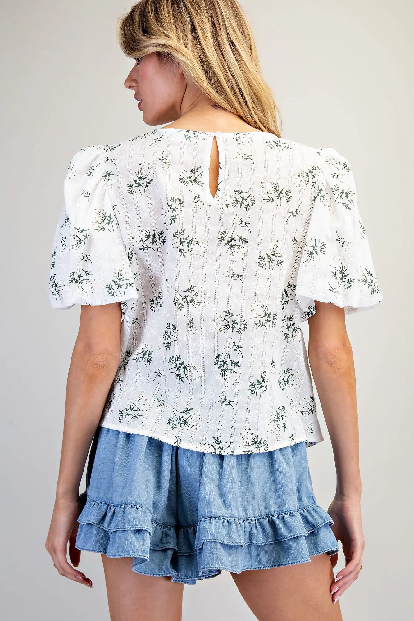 Floral Print Puff Sleeve Blouse