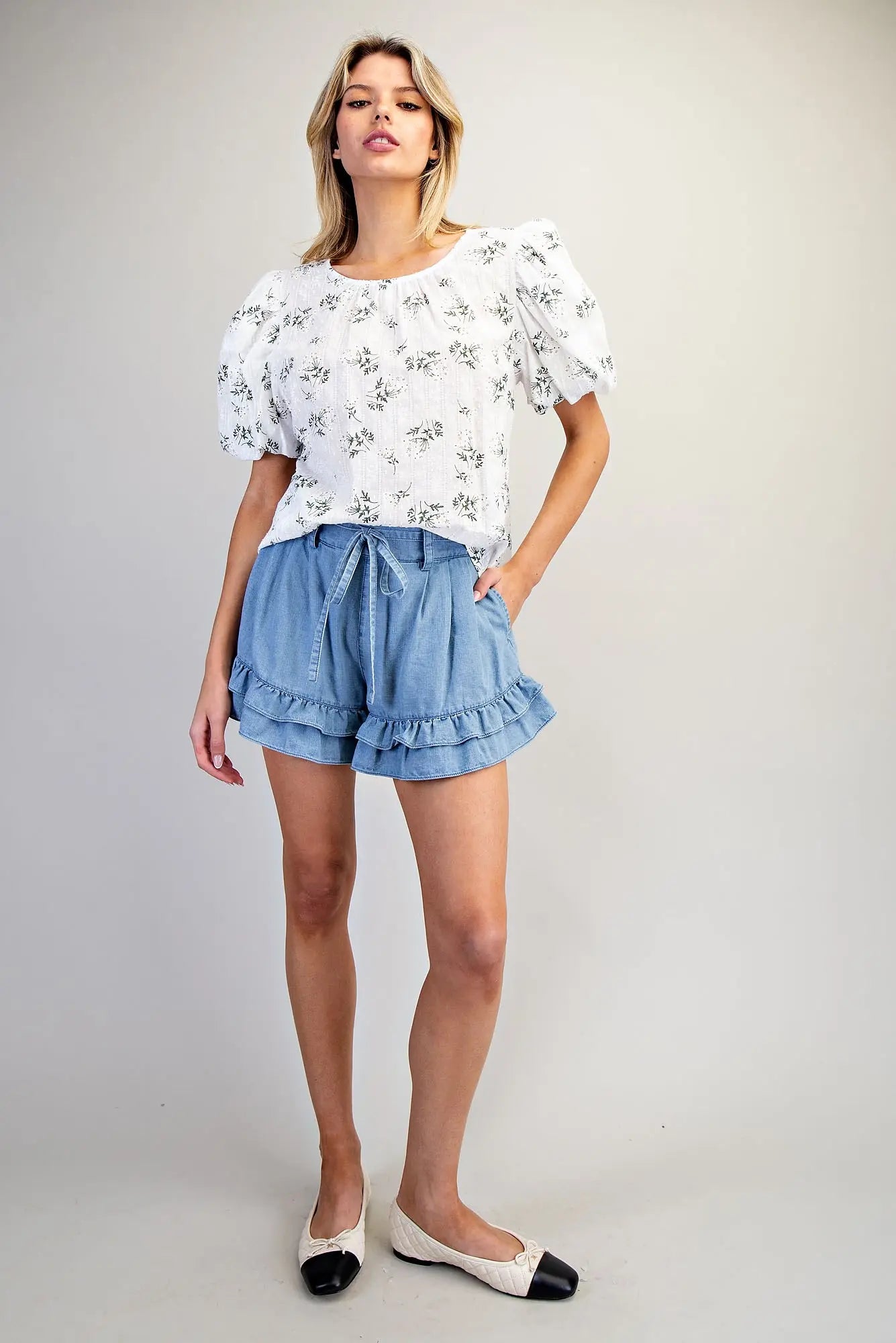 Floral Print Puff Sleeve Blouse