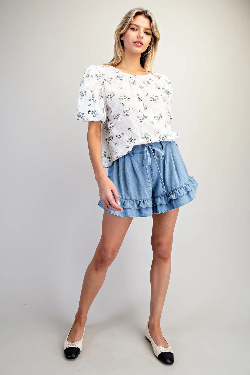 Floral Print Puff Sleeve Blouse