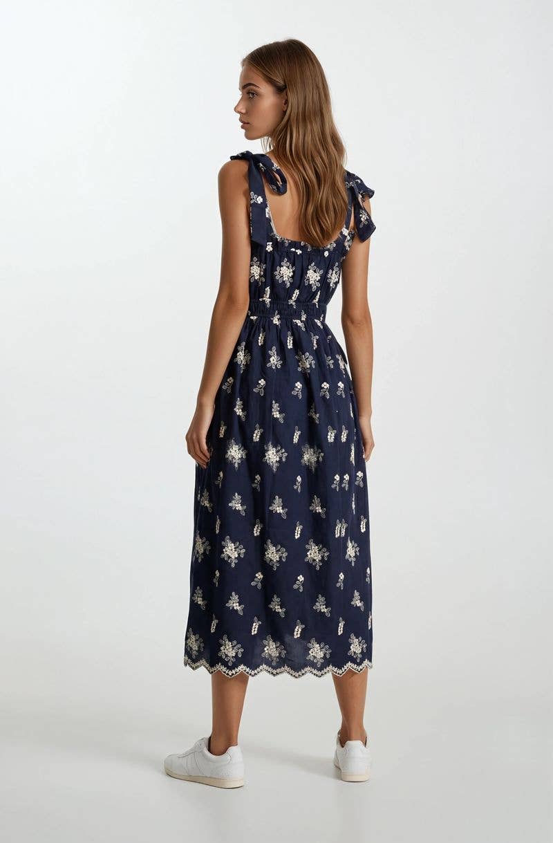EYELET MIDI DRESS