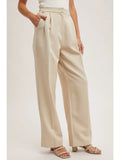 Beige Pleated Trouser Pant