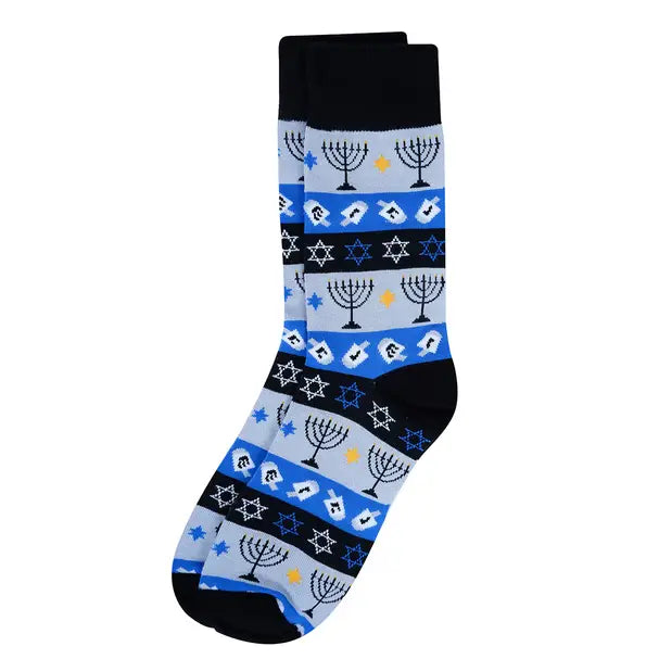 Blue Hanukkah Novelty Socks