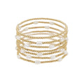Gold Beaded with Pearl Set of 7 Stretch Bracelets