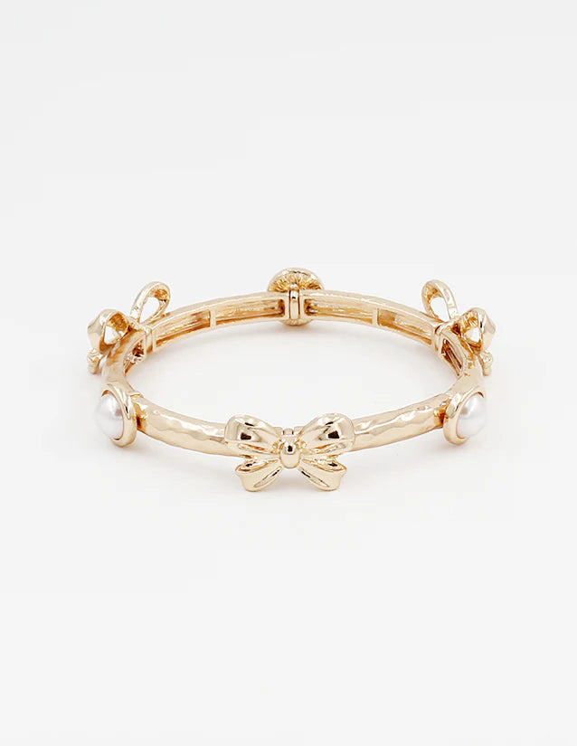 Gold Metal Bow Stretch Bracelet