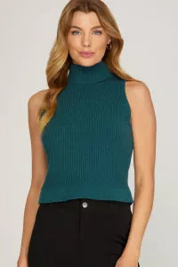 Mock Neck Knit Sweater Vest