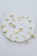 Set of 10 Geometric Stud and Hoop Sets Gold