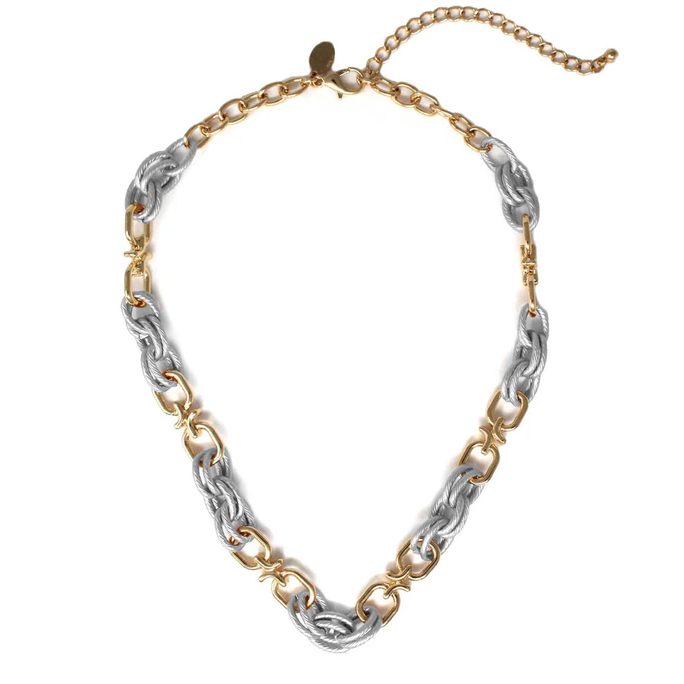 Gold & Silver Oval Link Chain Necklace