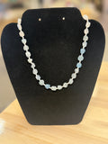 Blue Jade Nugget and Pearl Necklace