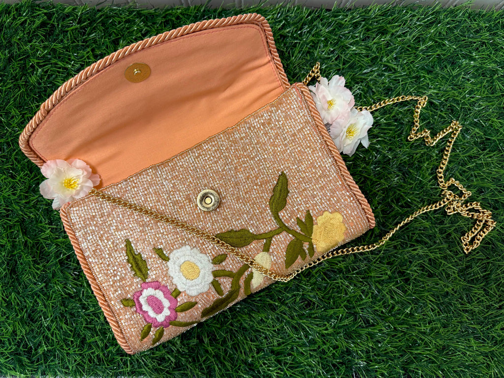 Beaded Rose Floral Clutch