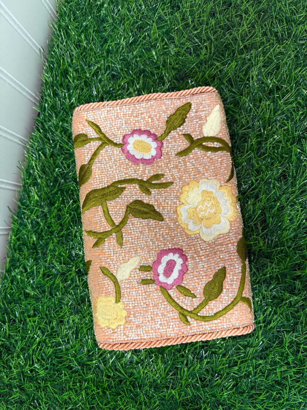 Beaded Rose Floral Clutch