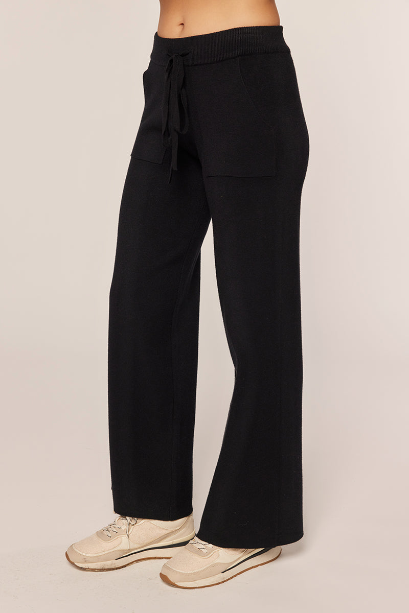 Wide Leg Sweater Pants Black