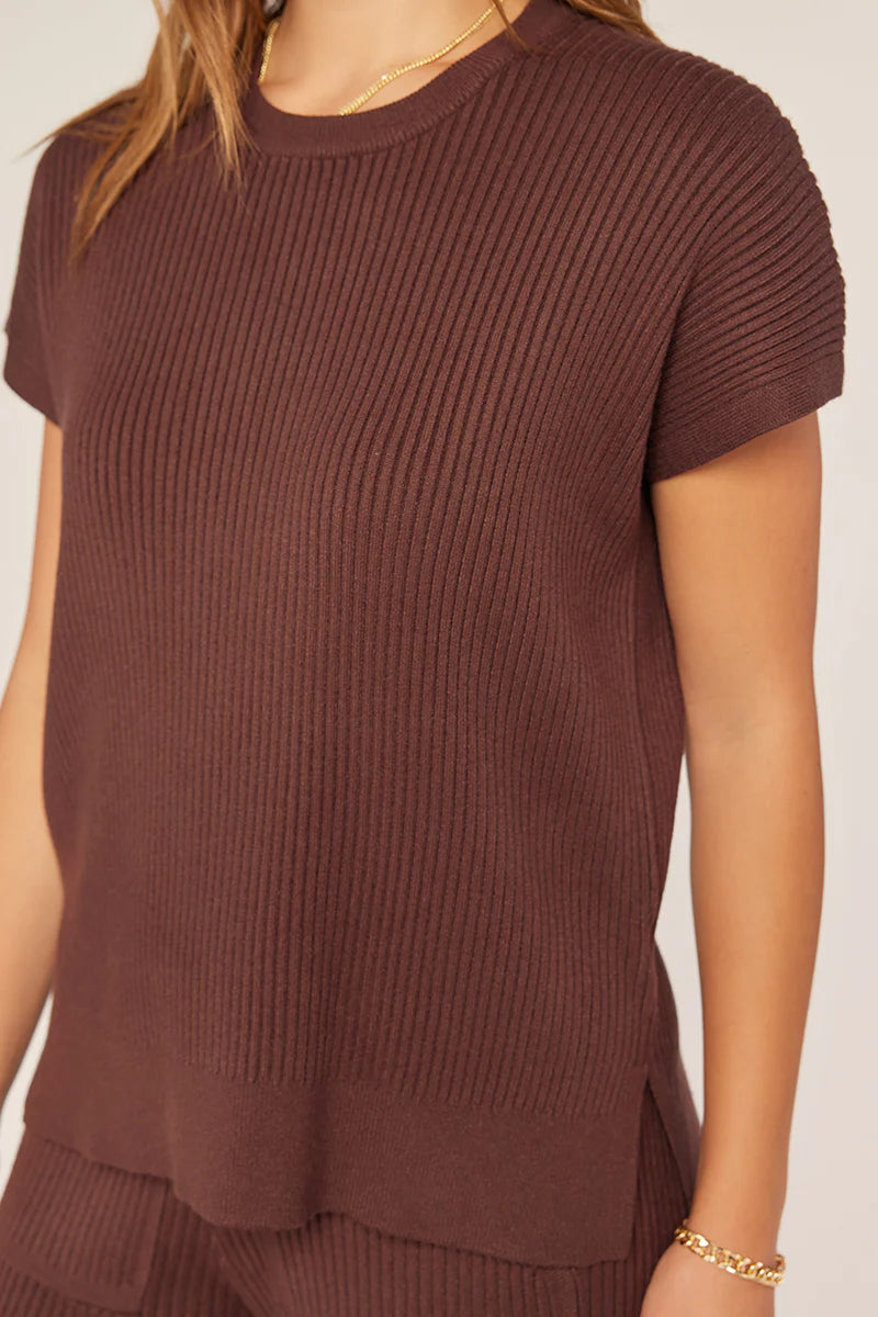 Ribbed Short Sleeve Sweater