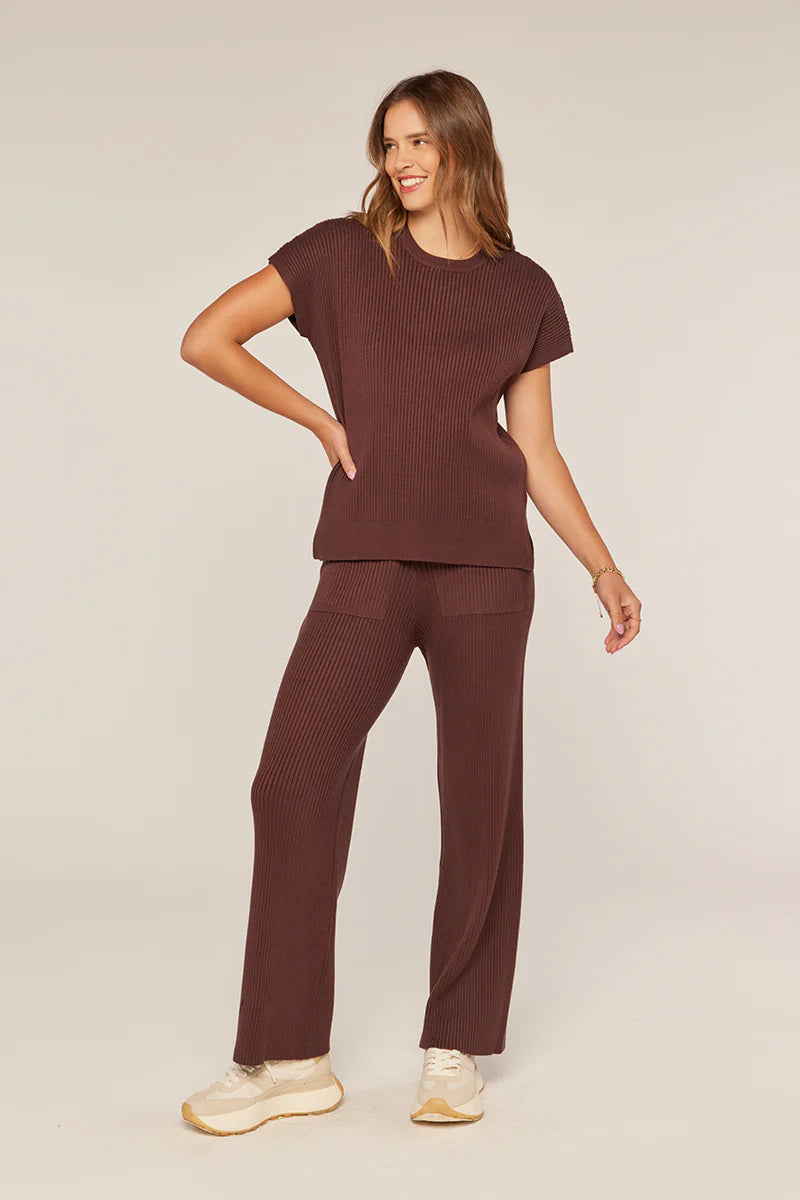 Ribbed Short Sleeve Sweater