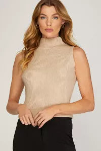 Mock Neck Knit Sweater Vest