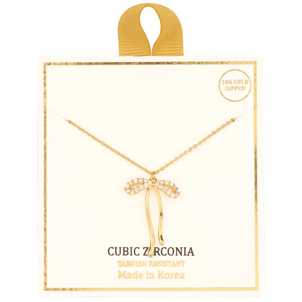 Gold Dipped Bow Necklace