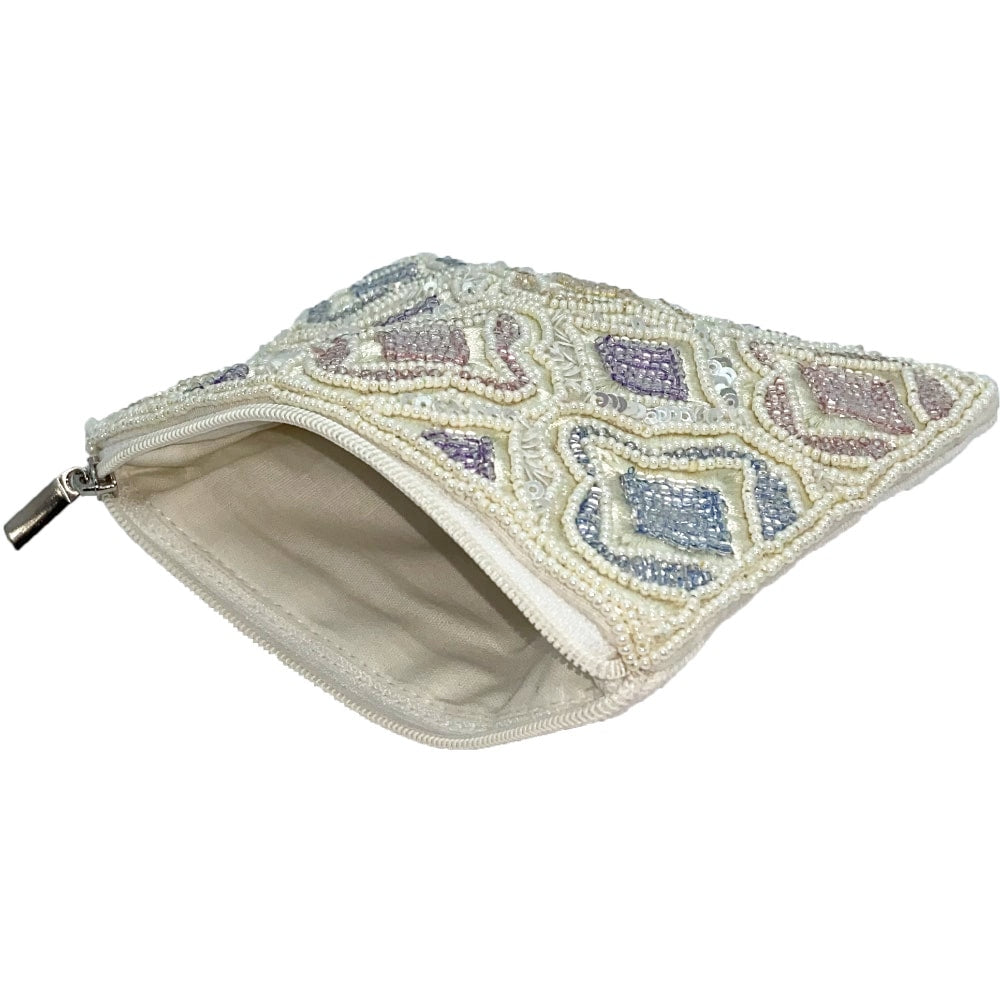 Mosaic Pastel Beaded Coin Pouch