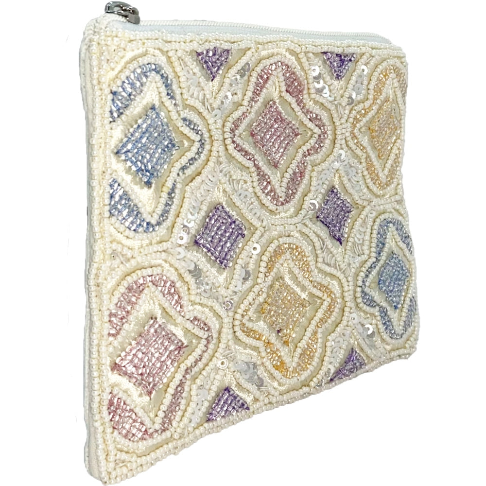 Mosaic Pastel Beaded Coin Pouch