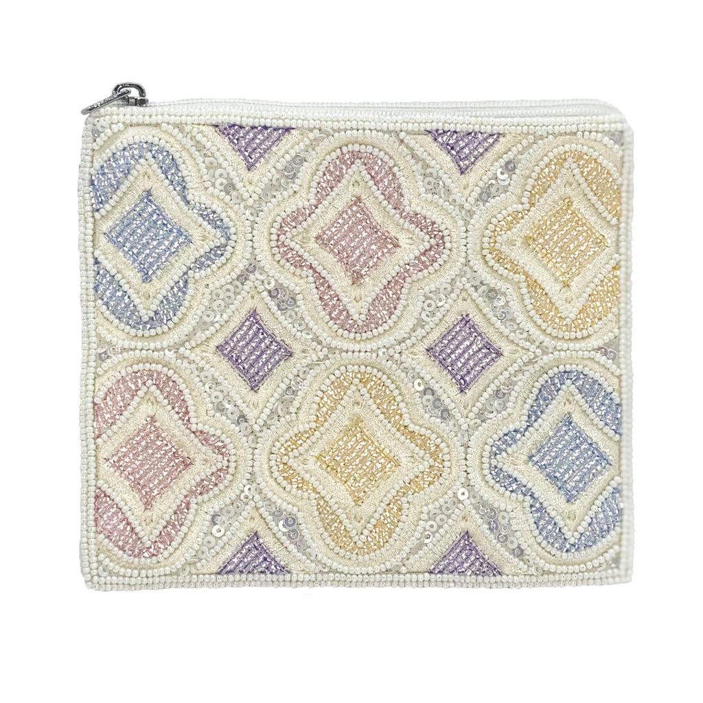 Mosaic Pastel Beaded Coin Pouch