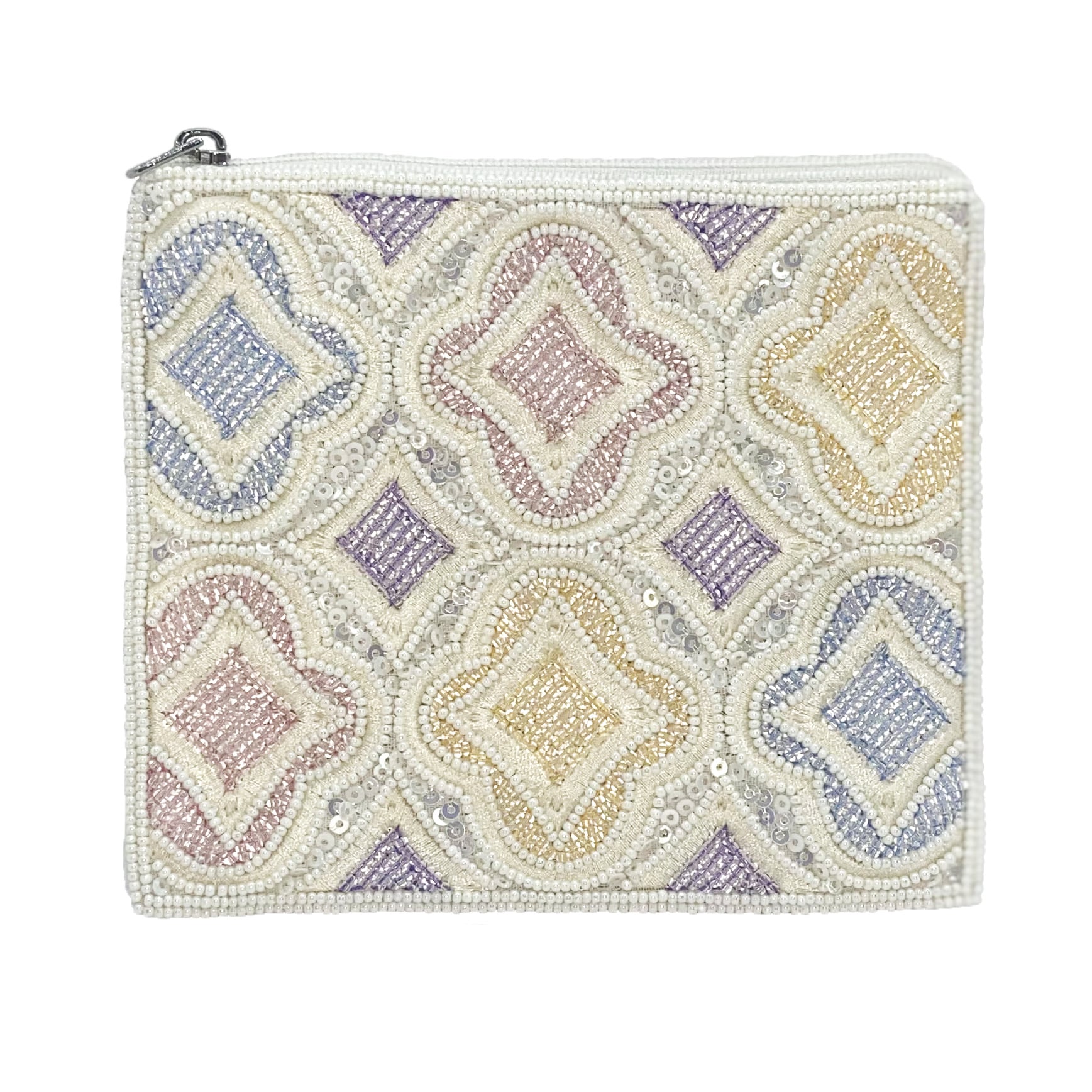 Mosaic Pastel Beaded Coin Pouch