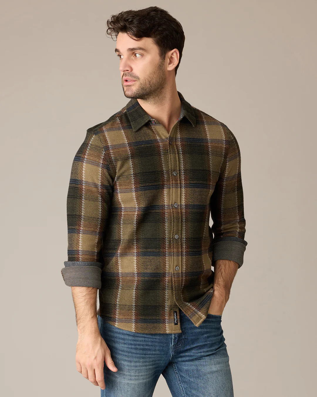 Olive Brown Hero Stretch Flannel