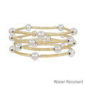 Set of 4 Water-Resistant Stretch Bracelets with Gold Piping