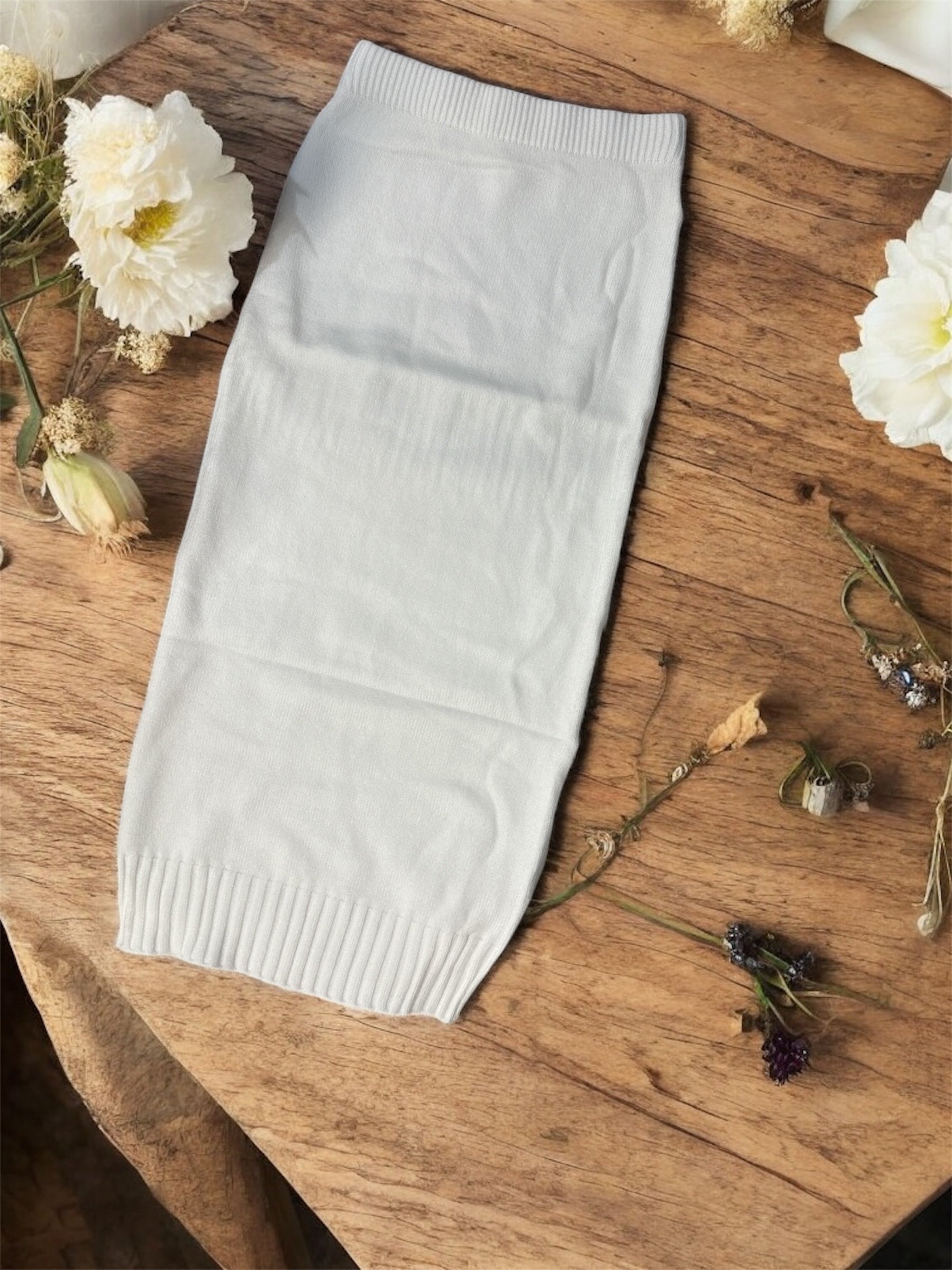 White Knit Midi Skirt