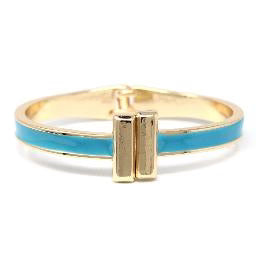 Turquoise & Gold Bar Hinged Bracelet