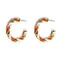 Orange and White Color Coated Wrapped 1.5" Hoop Earring