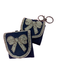 Denim Bow Beaded Mini Pouch