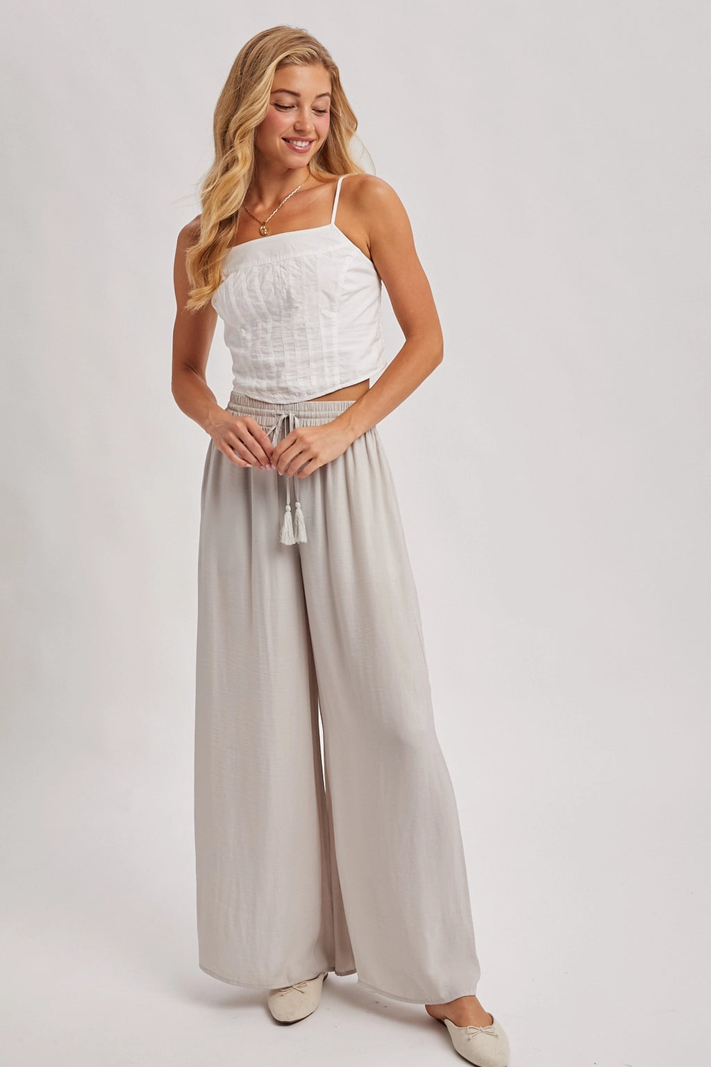 Silky Palazzo Pants – Dove