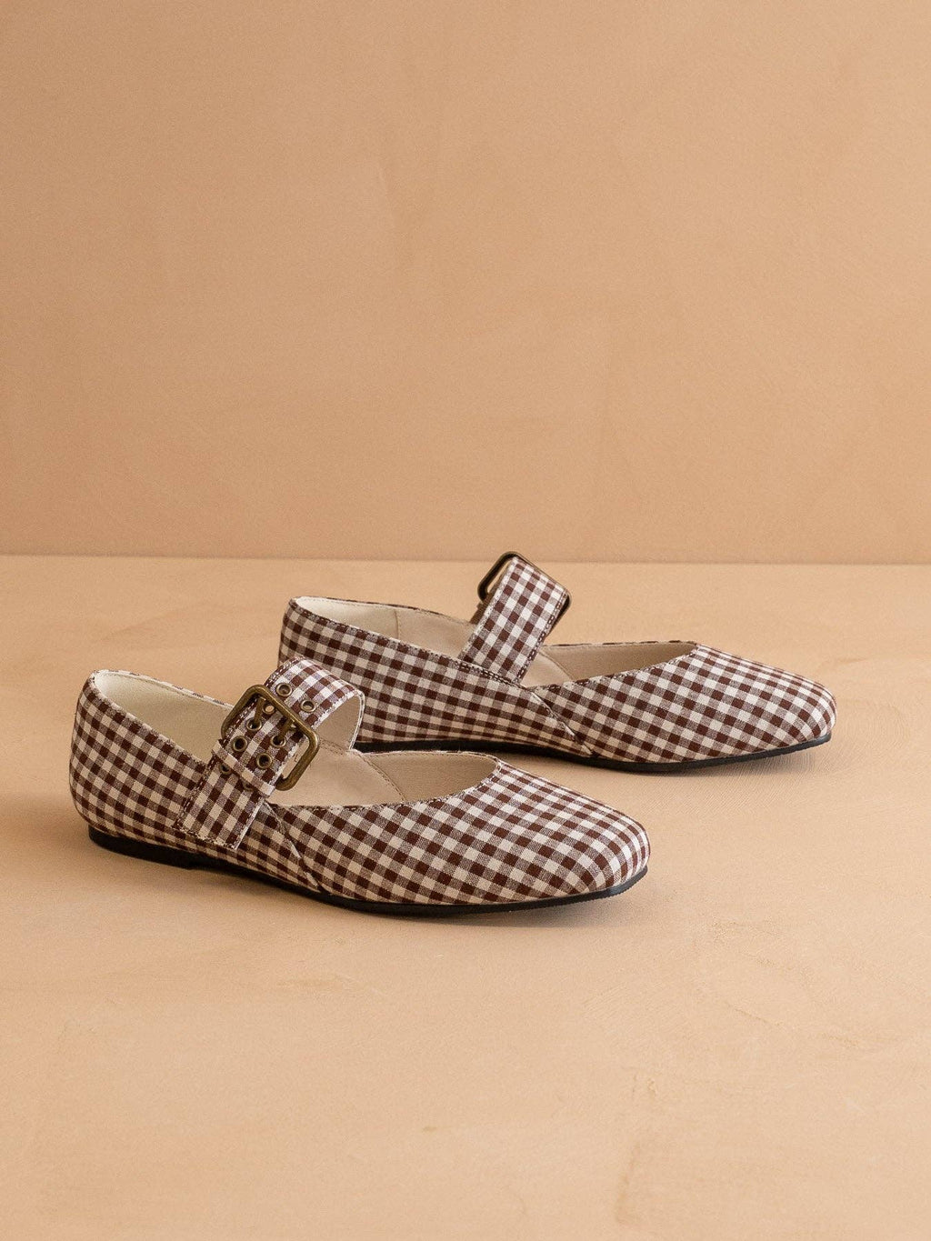 Coffee Gingham Ballet Flat