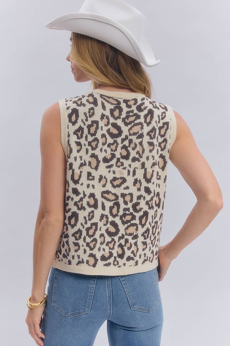 Leopard Print Knit Vest