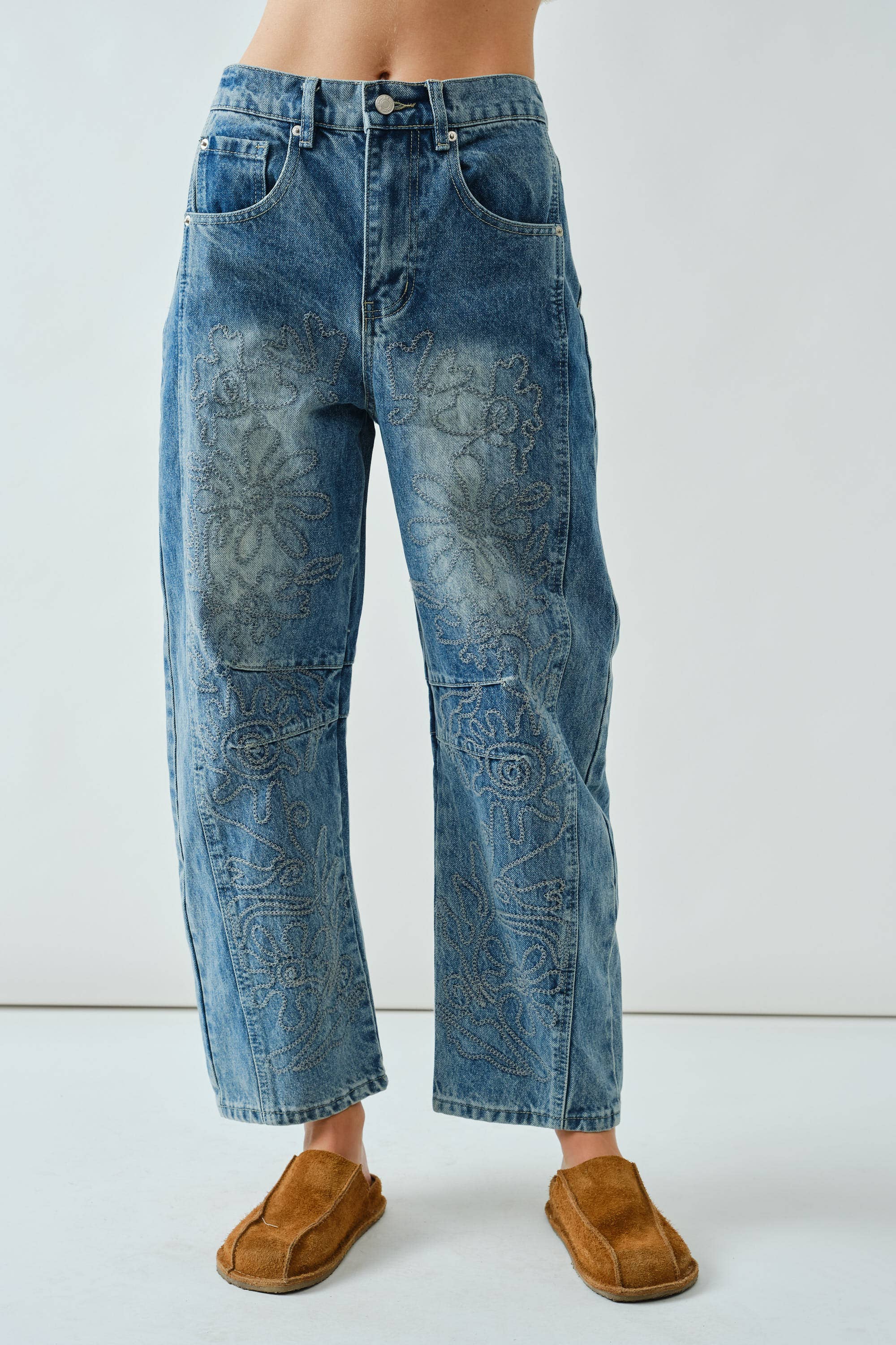 EMBROIDEREDBARREL PANTS