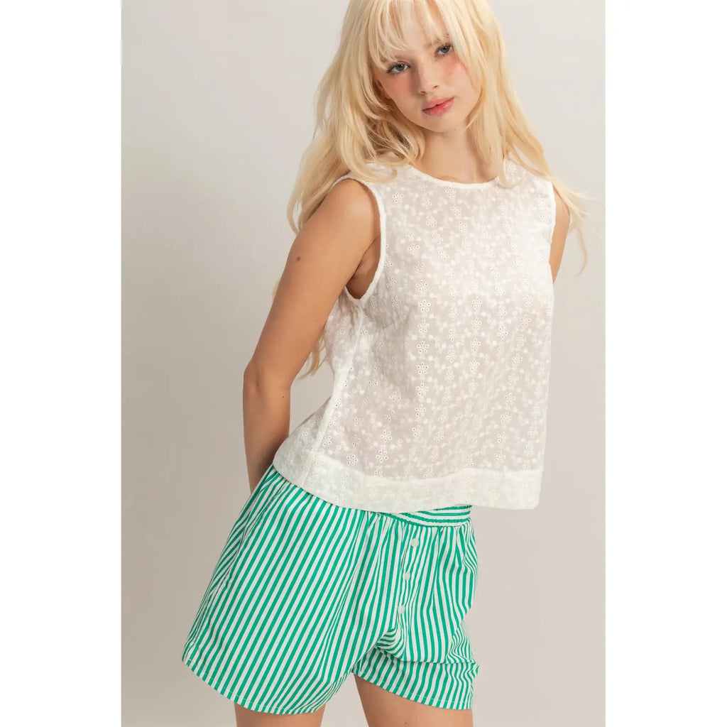 Cotton Eyelet Button Back