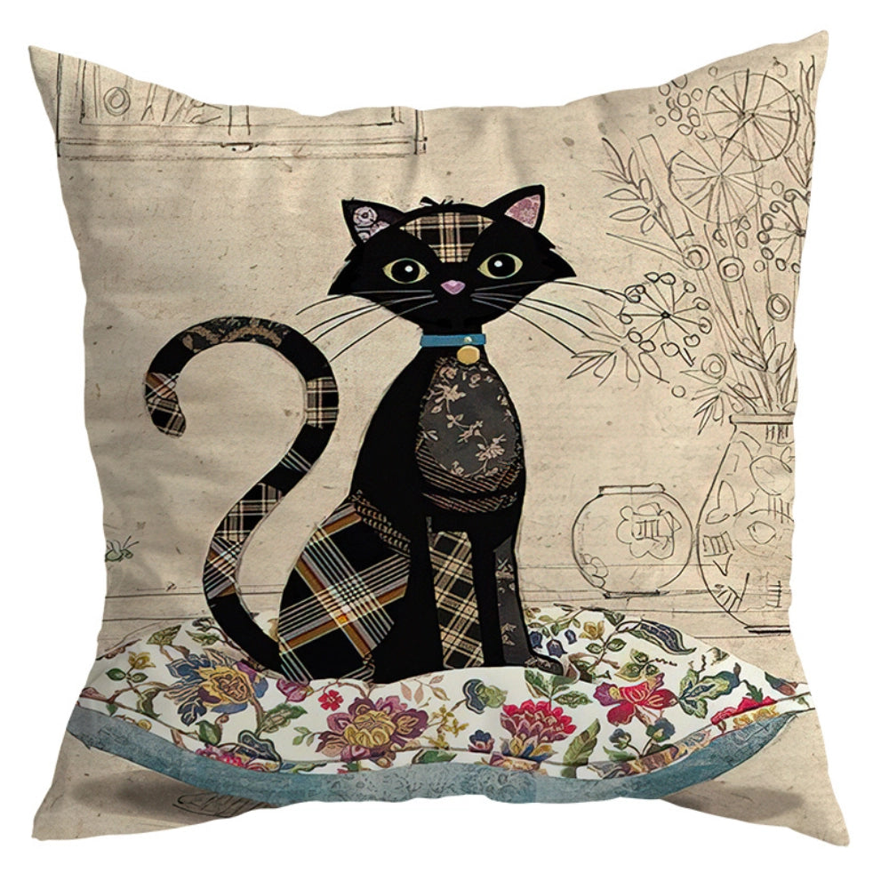 Vintage Black Cat Pillow