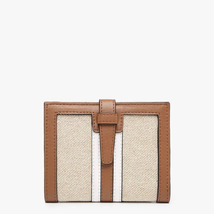 Brown & White Bessie Canvas Striped Wallet