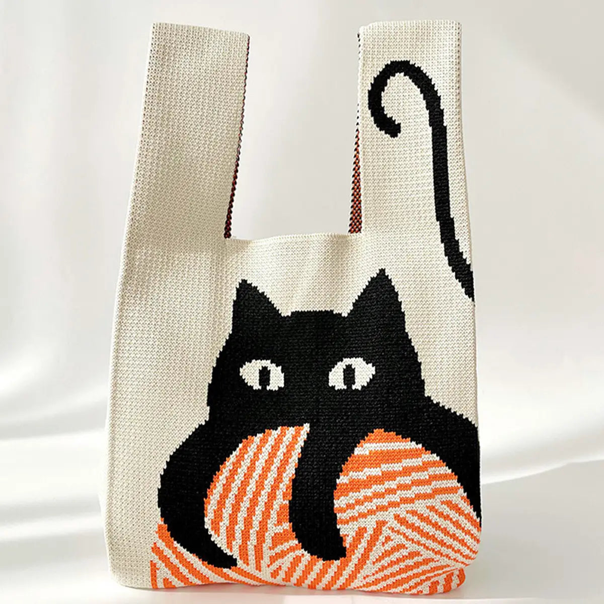 Cute Black Cat Knitted Clutch Size Bad