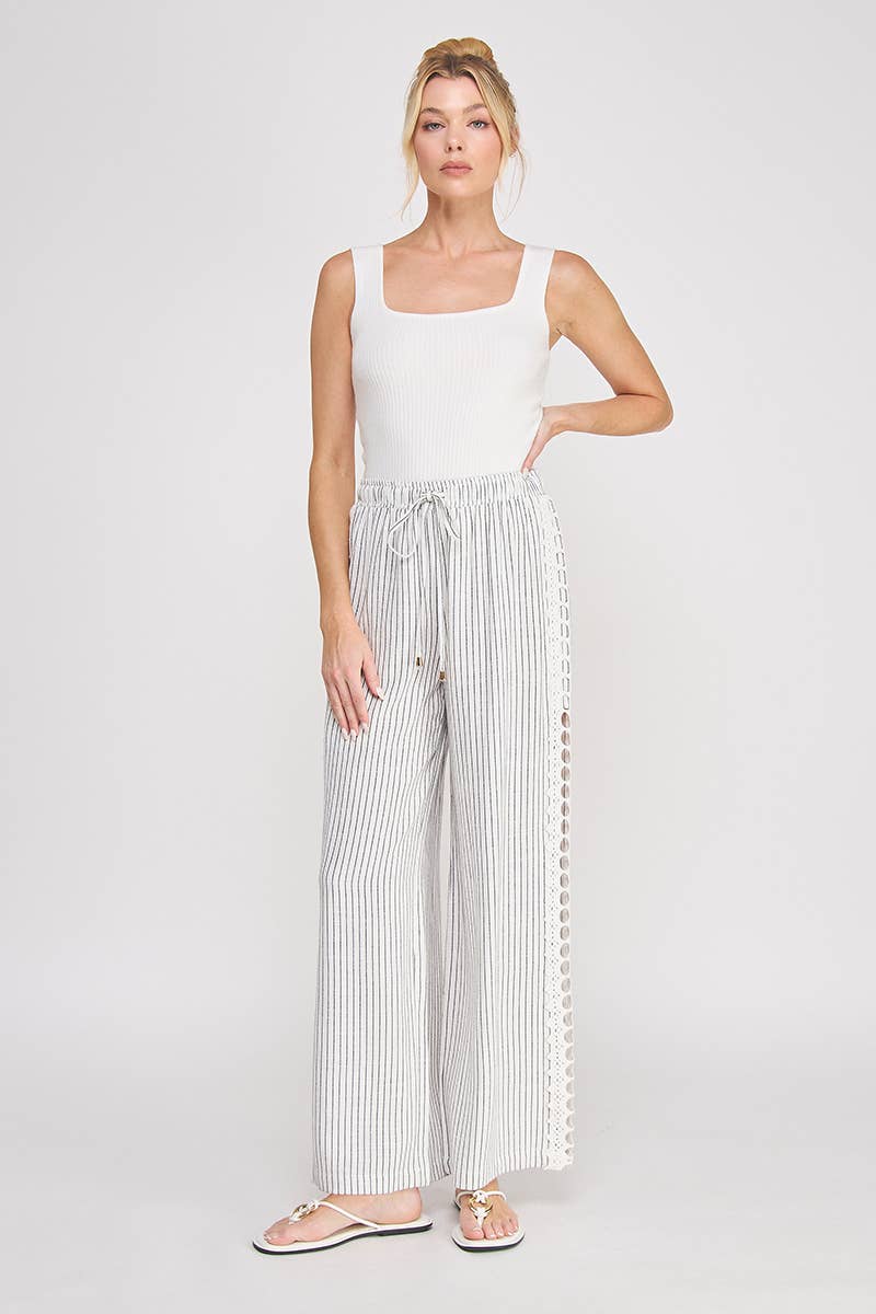 Soft Linen Elastic Tie Waist Pant