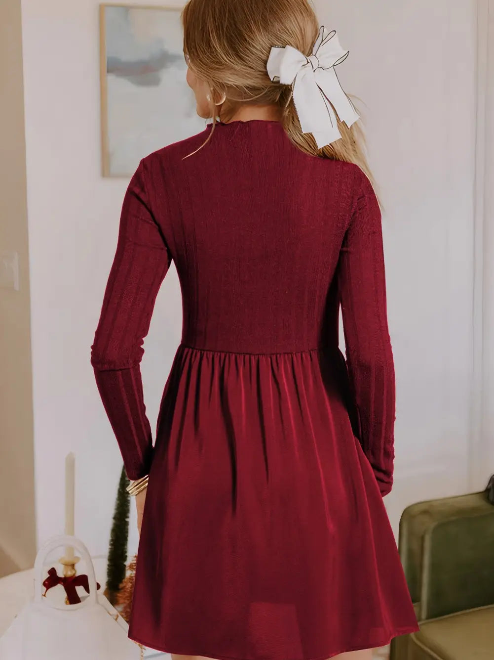 Dahlia Red Ribbed Knit Mini Dress