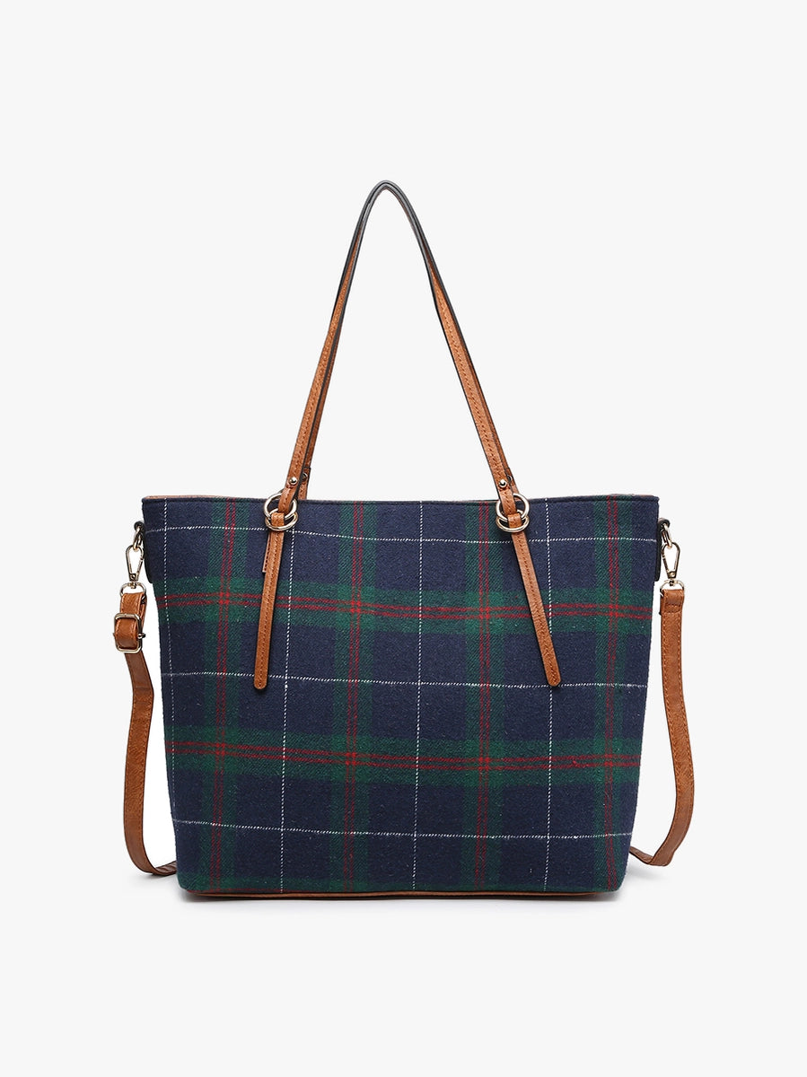 Navy Plaid Ingrid Tote