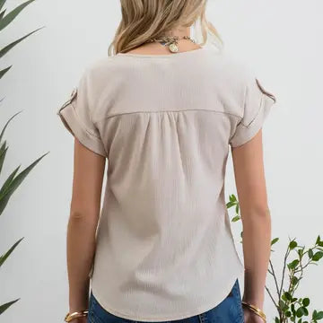 Lace Trim Crinkle Blouse