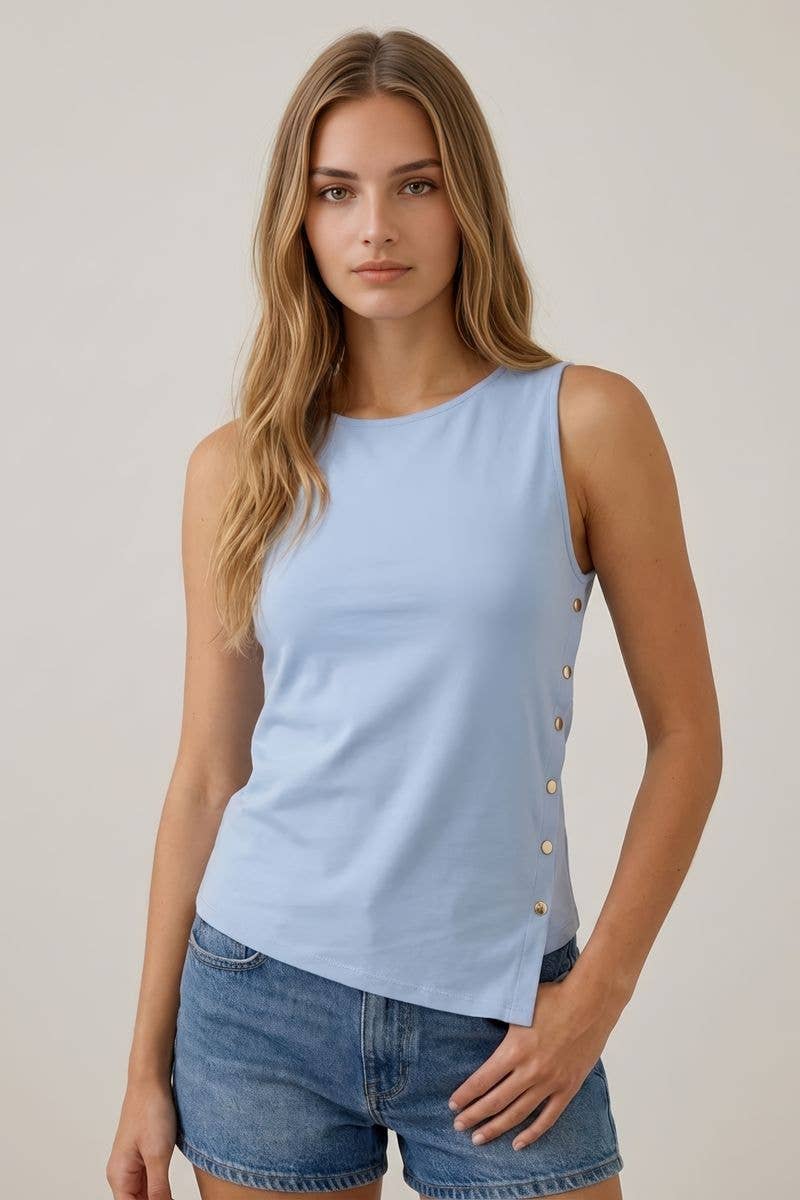 ASYMMETRICAL BUTTON DETAIL TANK TOP