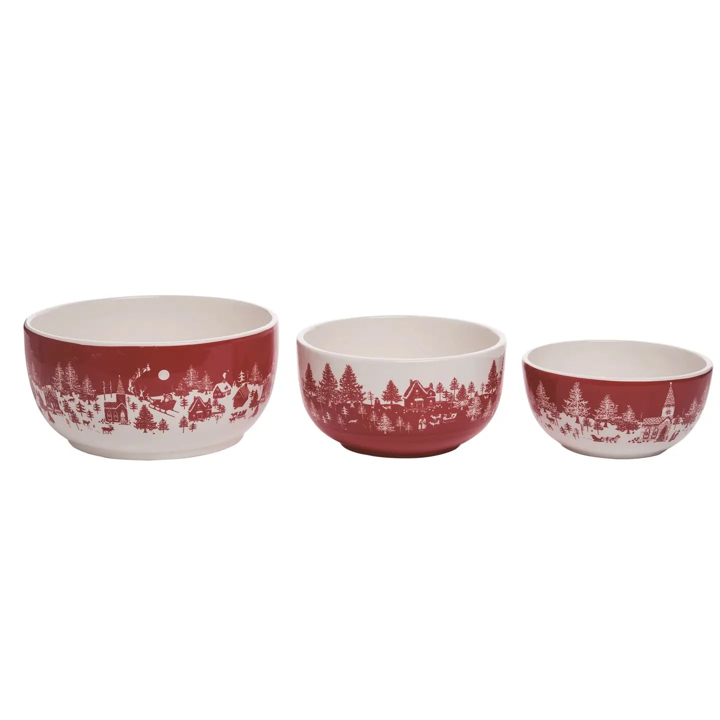 Christmas Toile Bowls Set