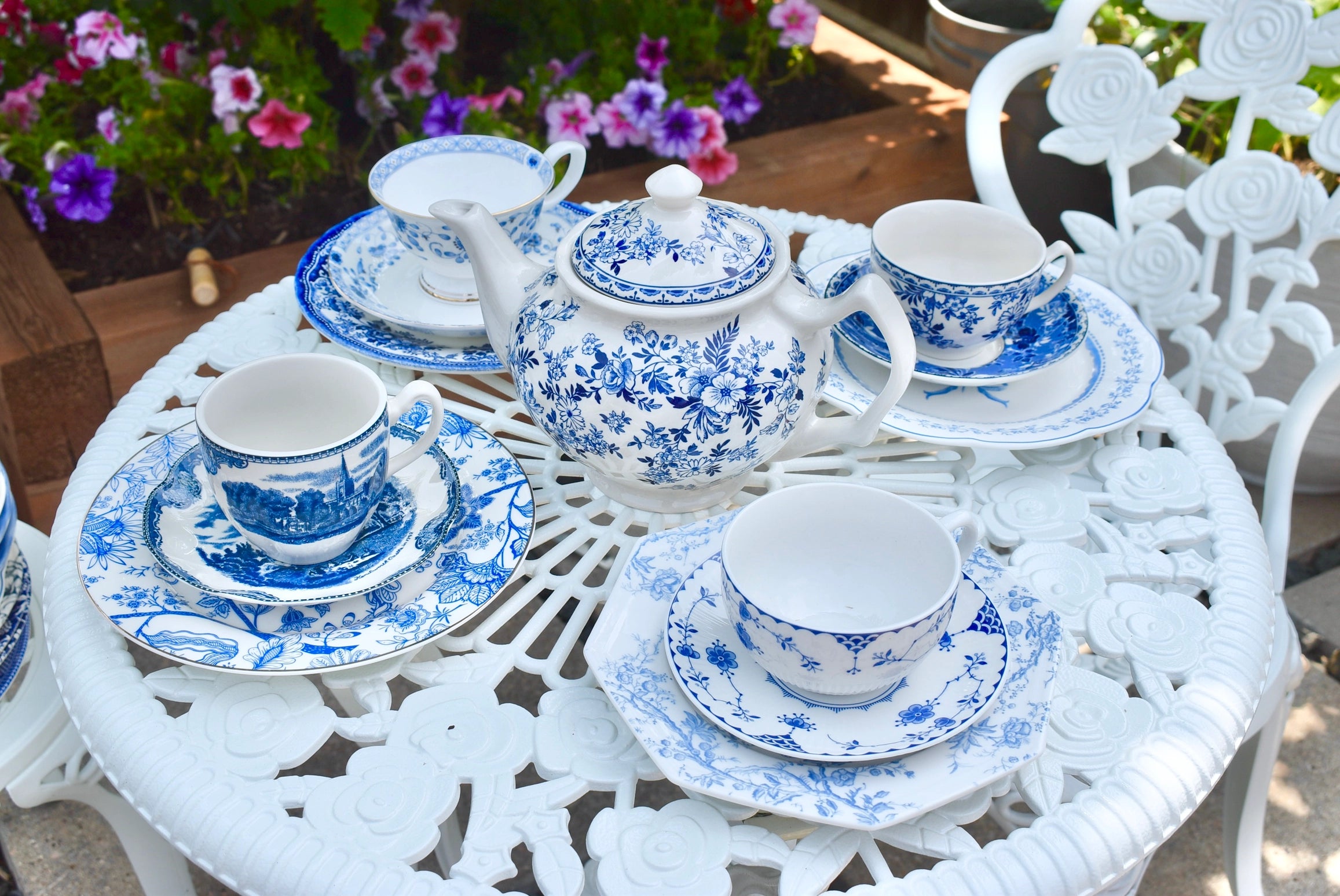 Mismatched Teacups Blue and White Catering, Event Planner