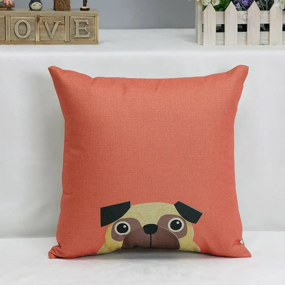 Cartoon Dog Pillow- Pug 18x18