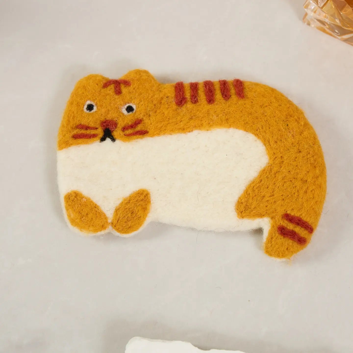 Handmade Felt Coffee Cup Mug Table Coasters - Scaredy Cats Yellow