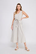 Striped Twill Jumpsuit