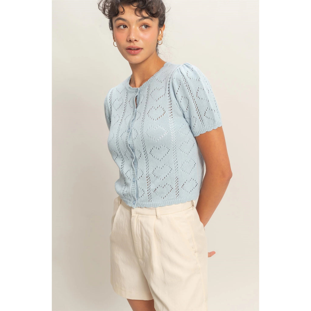 Ice Blue Pointelle Cardigan